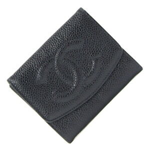 CHANEL Black Caviar Leather Logo Wallet